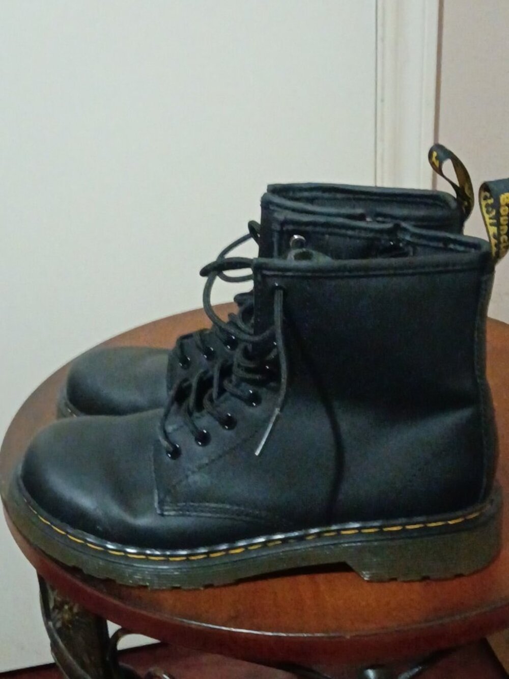 Dr. Martens 1460 J Black Women's Combat Boots Size 5 Leather Side Zip - Picture 8 of 14